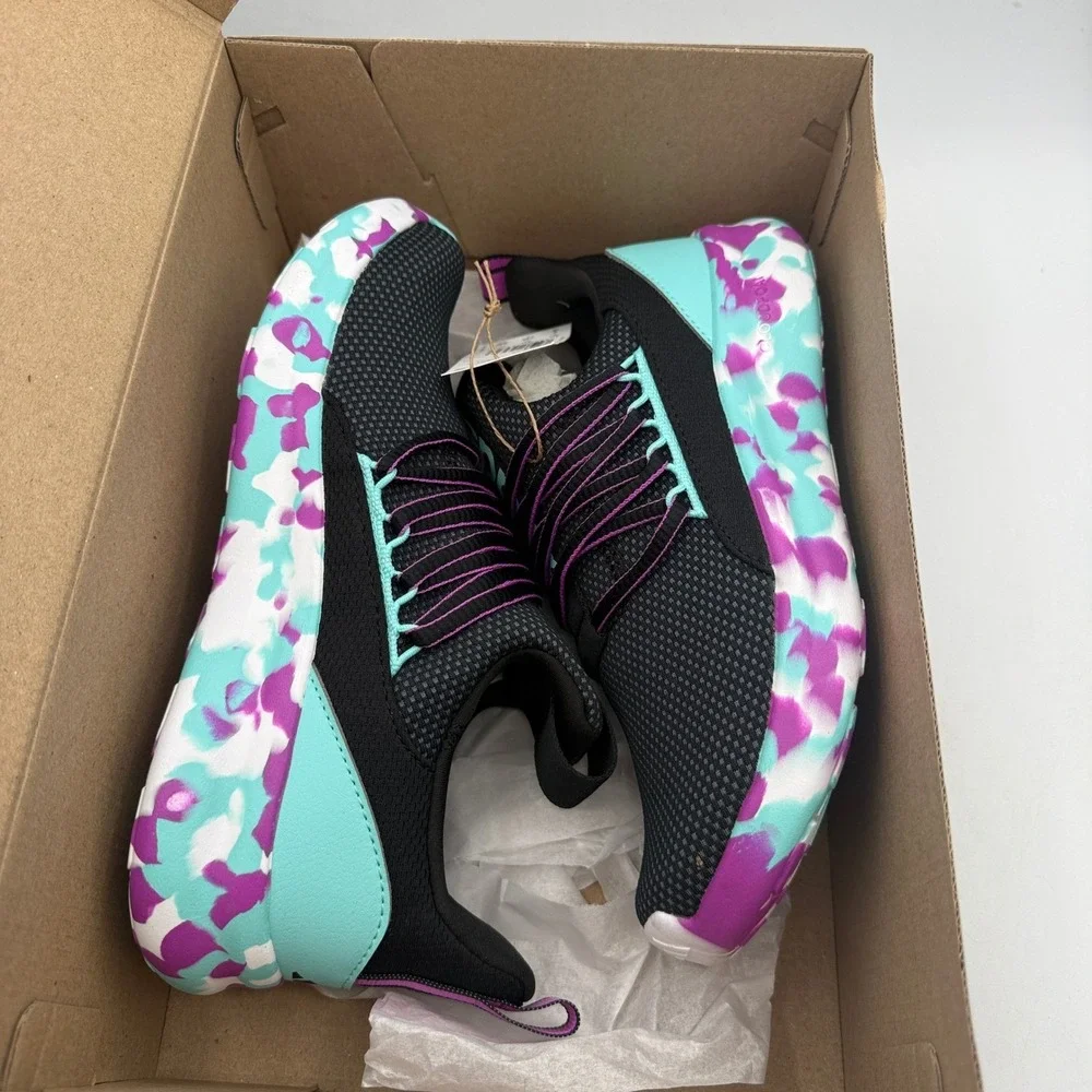 Adidas Lite Racer Adapt 7.0 K Shoes Kids Size 5 Black Purple Running JS2291